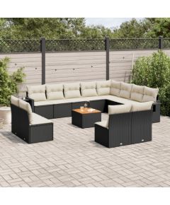 vidaXL 13-cz. zestaw mebli do ogrodu, poduszki, czarny, rattan PE Dārza mēbeļu komplekti