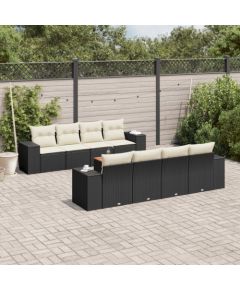 vidaXL 9-cz. zestaw wypoczynkowy do ogrodu, z poduszkami, czarny Dārza mēbeļu komplekti