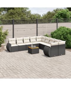 vidaXL 11-cz. zestaw wypoczynkowy do ogrodu, poduszki czarny rattan PE Dārza mēbeļu komplekti