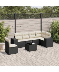 vidaXL 7-cz. zestaw wypoczynkowy do ogrodu, z poduszkami, czarny Dārza mēbeļu komplekti