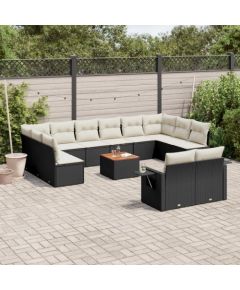 vidaXL 13-cz. zestaw mebli do ogrodu, poduszki, czarny, rattan PE Dārza mēbeļu komplekti