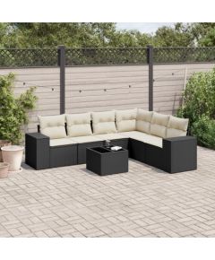 vidaXL 7-cz. zestaw wypoczynkowy do ogrodu, z poduszkami, czarny Dārza mēbeļu komplekti