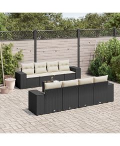 vidaXL 9-cz. zestaw wypoczynkowy do ogrodu, z poduszkami, czarny Dārza mēbeļu komplekti