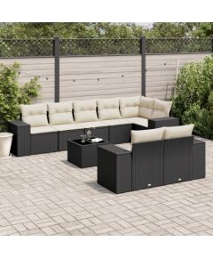 vidaXL 9-cz. zestaw wypoczynkowy do ogrodu, z poduszkami, czarny Dārza mēbeļu komplekti