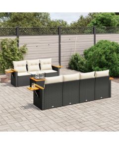 vidaXL 8-cz. zestaw wypoczynkowy do ogrodu, z poduszkami, czarny Dārza mēbeļu komplekti