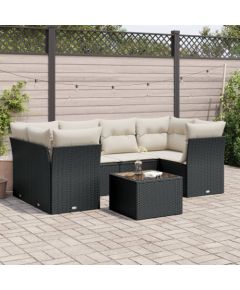 vidaXL 7-cz. zestaw wypoczynkowy do ogrodu, z poduszkami, czarny Dārza mēbeļu komplekti