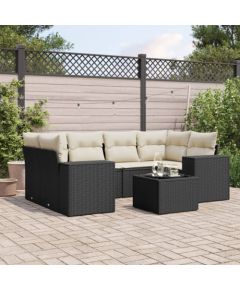 vidaXL 7-cz. zestaw wypoczynkowy do ogrodu, z poduszkami, czarny Dārza mēbeļu komplekti