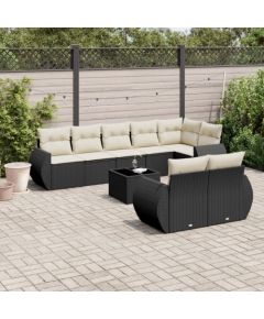 vidaXL 9-cz. zestaw wypoczynkowy do ogrodu, z poduszkami, czarny Dārza mēbeļu komplekti