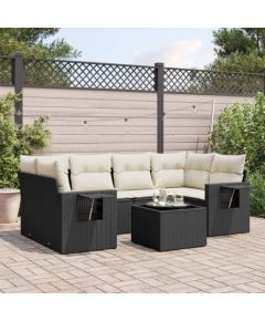 vidaXL 7-cz. zestaw wypoczynkowy do ogrodu, z poduszkami, czarny Dārza mēbeļu komplekti