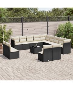 vidaXL 14-cz. zestaw wypoczynkowy do ogrodu, poduszki czarny rattan PE Dārza mēbeļu komplekti