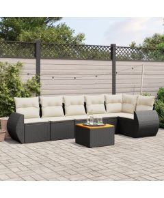 vidaXL 7-cz. zestaw wypoczynkowy do ogrodu, z poduszkami, czarny Dārza mēbeļu komplekti