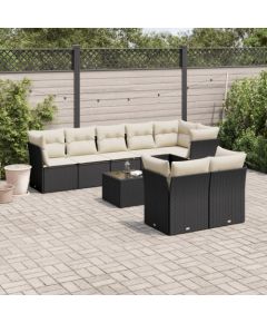 vidaXL 9-cz. zestaw wypoczynkowy do ogrodu, z poduszkami, czarny Dārza mēbeļu komplekti