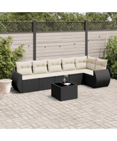 vidaXL vidaXL 7-cz. zestaw wypoczynkowy do ogrodu, z poduszkami, czarny Dārza mēbeļu komplekti