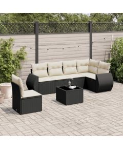 vidaXL vidaXL 7-cz. zestaw wypoczynkowy do ogrodu, z poduszkami, czarny Dārza mēbeļu komplekti