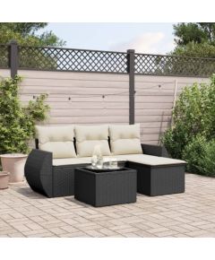 vidaXL vidaXL 5-cz. zestaw wypoczynkowy do ogrodu, poduszki, czarny rattan PE Dārza mēbeļu komplekti