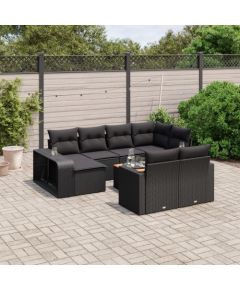 vidaXL 11-cz. zestaw wypoczynkowy do ogrodu, poduszki czarny rattan PE Dārza mēbeļu komplekti