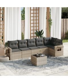 vidaXL 7-cz. zestaw wypoczynkowy do ogrodu, z poduszkami, jasnoszary Dārza mēbeļu komplekti