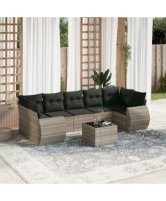 vidaXL 8-cz. zestaw mebli ogrodowych, poduszki, jasnoszary polirattan Dārza mēbeļu komplekti