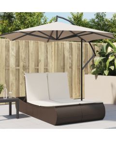 vidaXL Podwójna leżanka z poduszkami, brązowa, polirattan Шезлонги и пляжные стулья