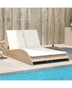 vidaXL Leżanka z poduszkami, beżowa, 114x205x73 cm, polirattan Шезлонги и пляжные стулья