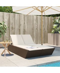 vidaXL vidaXL Podwójna leżanka z poduszkami, brązowa, polirattan Шезлонги и пляжные стулья