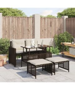 vidaXL vidaXL 4-cz. zestaw wypoczynkowy do ogrodu, z poduszkami, brązowy Dārza mēbeļu komplekti