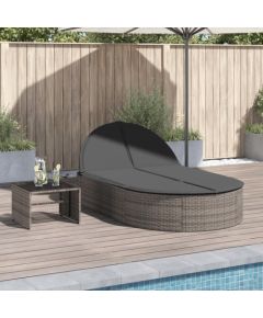 vidaXL vidaXL Podwójna leżanka z poduszkami, szara, polirattan Шезлонги и пляжные стулья