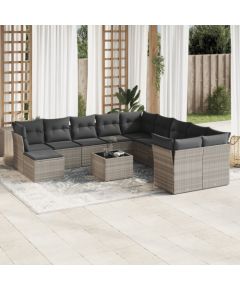 vidaXL vidaXL 12-cz. zestaw mebli ogrodowych, z poduszkami, jasnoszary Dārza mēbeļu komplekti