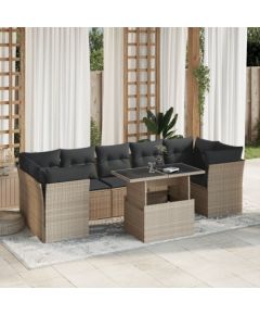 vidaXL vidaXL 8-cz. zestaw mebli ogrodowych, poduszki, jasnoszary polirattan Dārza mēbeļu komplekti