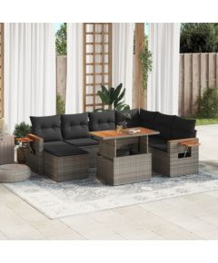 vidaXL vidaXL 8-cz. zestaw mebli ogrodowych z poduszkami, szary, polirattan Dārza mēbeļu komplekti