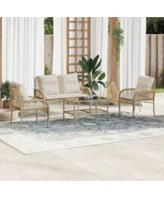 vidaXL vidaXL 4-cz. zestaw mebli ogrodowych z poduszkami, beżowy, polirattan Dārza mēbeļu komplekti