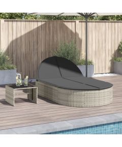 vidaXL vidaXL Podwójna leżanka z poduszkami, jasnoszara, polirattan Шезлонги и пляжные стулья