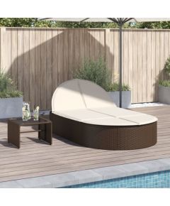 vidaXL vidaXL Podwójna leżanka z poduszkami, brązowa, polirattan Шезлонги и пляжные стулья