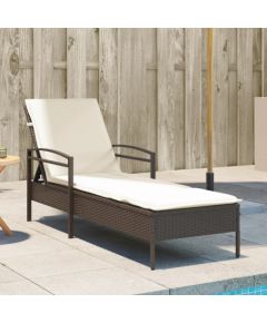 vidaXL vidaXL Leżanka z poduszką, brązowa, 63x200x81 cm, polirattan Шезлонги и пляжные стулья
