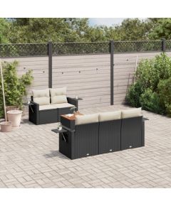 vidaXL vidaXL 6-cz. zestaw mebli ogrodowych z poduszkami, czarny polirattan Dārza mēbeļu komplekti