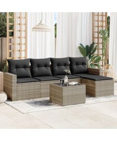 vidaXL 6-cz. zestaw mebli ogrodowych z poduszkami, jasnoszary Dārza mēbeļu komplekti