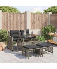 vidaXL 4-cz. zestaw wypoczynkowy do ogrodu, z poduszkami, szary Dārza mēbeļu komplekti