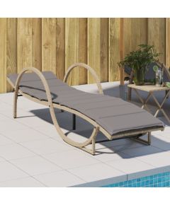 vidaXL Leżak z poduszką, beżowy, 60x199x42 cm, polirattan Шезлонги и пляжные стулья