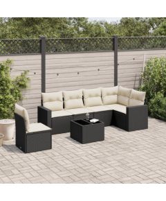 vidaXL vidaXL 7-cz. zestaw wypoczynkowy do ogrodu, z poduszkami, czarny Dārza mēbeļu komplekti