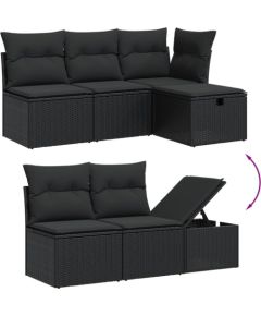 vidaXL vidaXL 7-cz. zestaw wypoczynkowy do ogrodu, z poduszkami, czarny Dārza mēbeļu komplekti