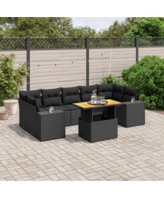 vidaXL vidaXL 8-cz. zestaw wypoczynkowy do ogrodu, z poduszkami, czarny Dārza mēbeļu komplekti