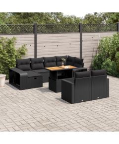 vidaXL vidaXL 11-cz. zestaw wypoczynkowy do ogrodu, poduszki czarny rattan PE Dārza mēbeļu komplekti