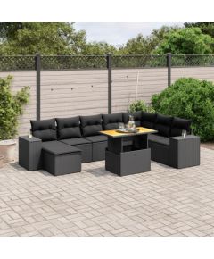 vidaXL vidaXL 9-cz. zestaw wypoczynkowy do ogrodu, z poduszkami, czarny Dārza mēbeļu komplekti