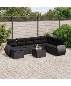 vidaXL vidaXL 9-cz. zestaw wypoczynkowy do ogrodu, z poduszkami, czarny Dārza mēbeļu komplekti