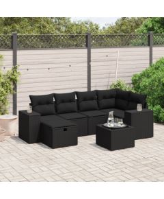 vidaXL vidaXL 7-cz. zestaw wypoczynkowy do ogrodu, z poduszkami, czarny Dārza mēbeļu komplekti
