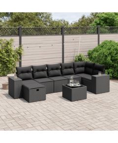 vidaXL vidaXL 8-cz. zestaw wypoczynkowy do ogrodu, z poduszkami, czarny Dārza mēbeļu komplekti