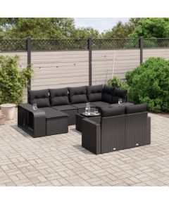 vidaXL vidaXL 11-cz. zestaw wypoczynkowy do ogrodu, poduszki czarny rattan PE Dārza mēbeļu komplekti