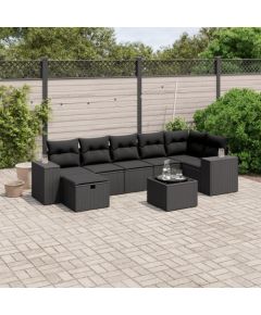 vidaXL vidaXL 8-cz. zestaw wypoczynkowy do ogrodu, z poduszkami, czarny Dārza mēbeļu komplekti