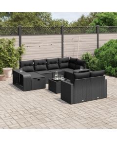 vidaXL vidaXL 11-cz. zestaw wypoczynkowy do ogrodu, poduszki czarny rattan PE Dārza mēbeļu komplekti