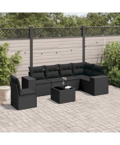 vidaXL vidaXL 7-cz. zestaw wypoczynkowy do ogrodu, z poduszkami, czarny Dārza mēbeļu komplekti